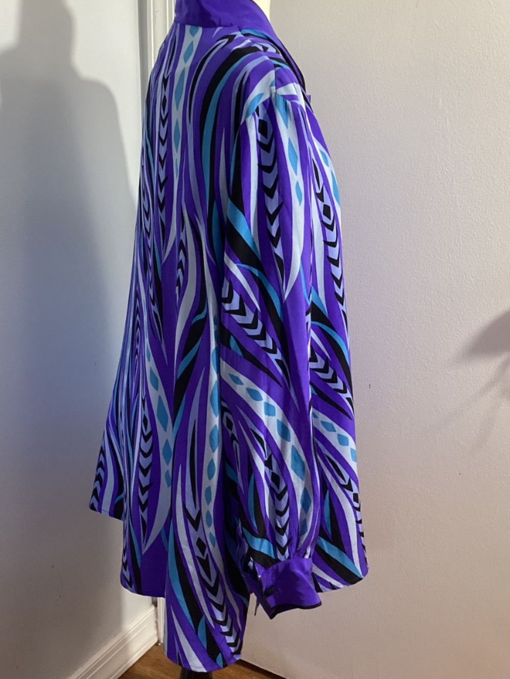 VTG BOB MACKIE WEARABLE ART PLUS 1X 100% SILK TWINSET TANK TOP TUNIC BLUE PURPLE - Picture 9 of 15